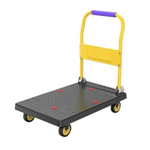 foldable platform truck,platform hand truck is foldable with swivel casters and high capacity for loading and storage,for home, garage, office (color : thickened, size : 73 * 48cm)