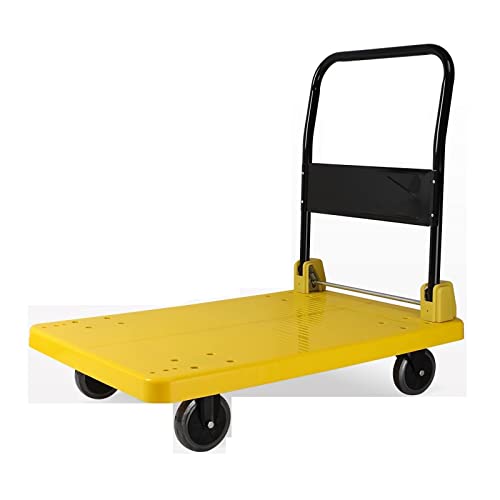 Generic Platform Truck Folding Platform Truck Plastic Deck and Metal Handle Hand Cart with Wheels Foldable Push Trolley for Parcel Tools Moving Flatbed Cart (, Large