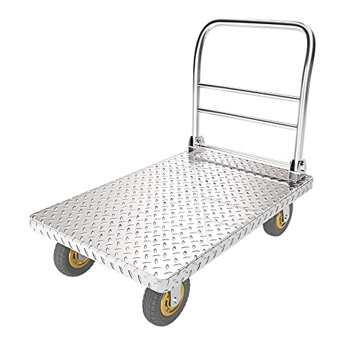 Generic Flatbed Hand Cart Folding Platform Truck Steel Chassis and Handle Moving Push Hand Truck for Warehouse Basements Rolling Flatbed Cart Easy Transport Heavy Duty Flatbed Cart (Size : 75 Mute f