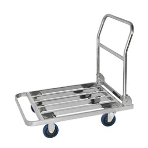 generic platform truck foldable hand truck heavy duty stainless push cart flatbed trolley with hollow out platform for baggage moving transport flatbed cart (