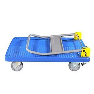 Generic Platform Trucks Foldable Platform Truck Plastic Deck Push Cart Metal Handle Hand Trolley for Moving Transport Silent Wheels Fit Outdoor and Indoor Platform Cart, Medium