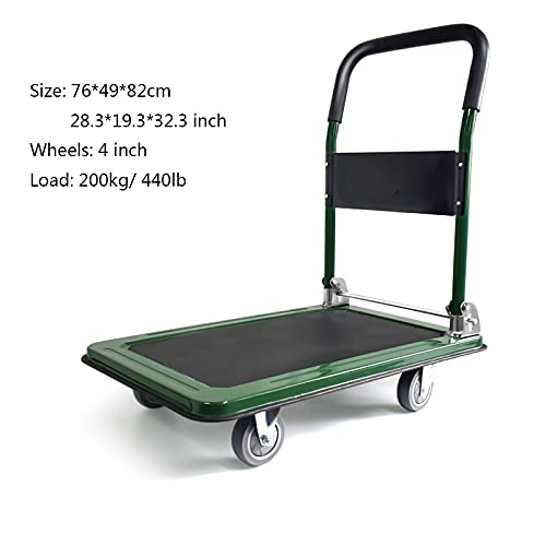 Generic Push Cart Dolly Steel Platform Truck Small Folding Hand Cart with Swivel Wheels for Bookstore Restaurant Moving Trolley 440lbs Weight Capacity Platfor