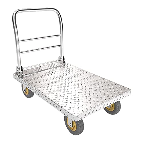 Generic Flatbed Hand Cart Steel Platform Truck with Foldable Handle Easy Storage Rolling Flatbed Cart for Home Office Warehouse Moving Hand Truck Heavy Duty Flatbed Cart (Size : 90 Nylon Bra