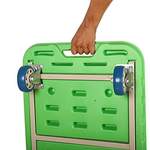 Generic Platform Hand Truck Platform Truck Hand Flatbed Cart with 4 Wheels and Metal Handle Rolling Push Trolley Plastic Deck High Capacity for Luggage Moving Foldable (Size : 90 * 60)