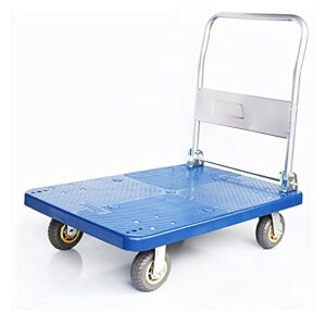 flatbed hand cart platform cart 4 wheels hand truck with swivel and fixed for 360 degree transport small push trolley foldable handle easy storage heavy duty flatbed cart (size : 5inchwheels