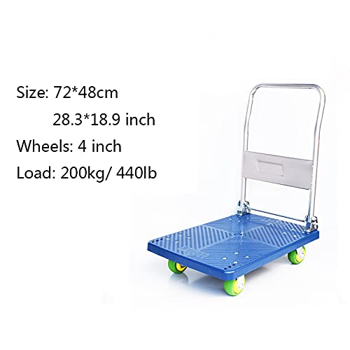 Generic Cart Platform Cart 4 Wheels Hand Truck with Swivel and Fixed for 360 Degree Transport Small Push Trolley Foldable Handle Easy Storage Platform Truck Cart (Size : 4inchWheels-Green)