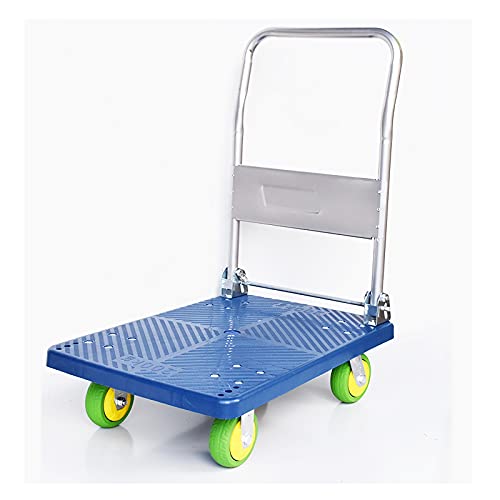 Generic Foldable Push Hand Cart Platform Truck Large Folding Push Cart with Metal Handle and 4 Wheels for Home Bookstore Moving Trolley 660lbs Weight Capacity, 5inchwheels