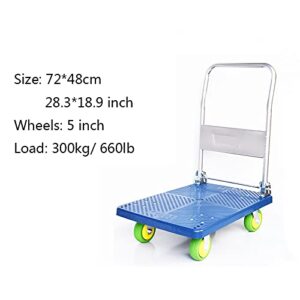 Generic Hand Trucks Platform Cart 4 Wheels Hand Truck with Swivel and Fixed for 360 Degree Transport Small Push Trolley Foldable Handle Easy Storage Push Cart (Size : 5inchwheels-Green)