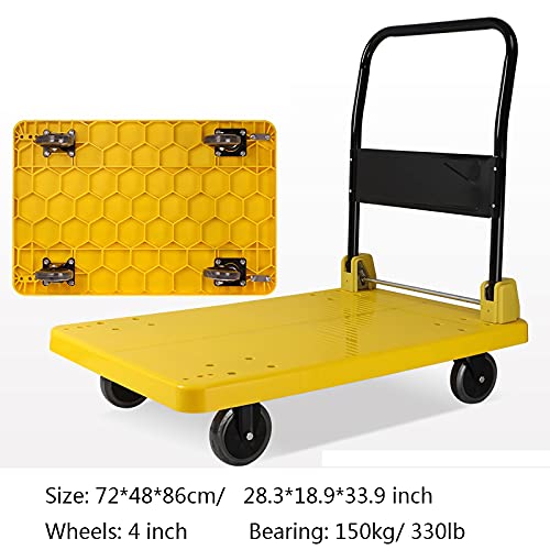 Generic Hand Trucks Folding Platform Truck Plastic Deck and Metal Handle Hand Cart with Wheels Foldable Push Trolley for Luggage Parcel Tools Moving Push Cart (Size : Small-Normal)