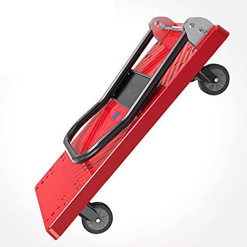 Generic Flatbed cart Folding Foldable Hand Truck Multi-Size Plastic Platform Push Cart Flatbed Trolley with 4 Wheels for Lage Parcel Moving Transport Hand Pla