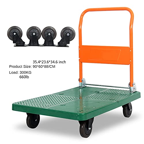 Generic Hand Trucks Platform Truck Foldable Moving Hand Truck Rolling Push Cart 360 Degree Wheels Weight for Warehouse Basements Capacity Load 660 lb Push Cart (Color : Q 3)