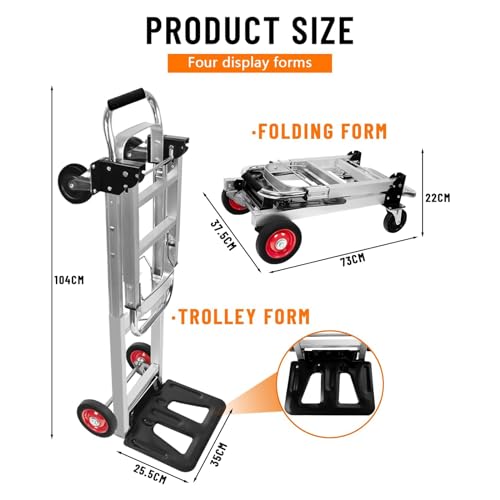 Heavy Duty Cargo Trolley 4 Wheels Express Trolley Grocery Shopping Cart Multi-Function Push Truck for Easy Transportation,Can Hold 440 Lbs