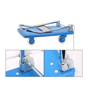 Generic Hand Trucks Platform Truck Silent Push Cart with Metal Handle and Plastic Deck for Luggage Cooler Moving Folding Hand Trolley Swivel Wheels Push Cart (Size : 440lb(72 * 46))