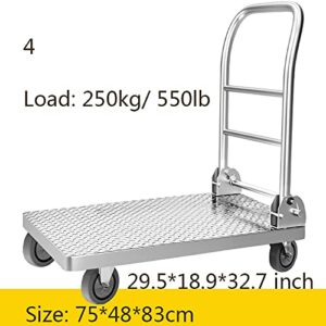 Hand Trucks Folding Platform Truck Steel Chassis and Handle Moving Push Hand Truck for Warehouse Basements Rolling Flatbed Cart Easy Transport Push Cart (Size : 71 Mute fire)