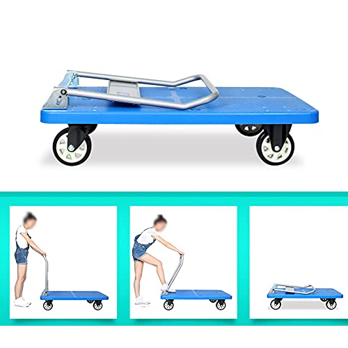 Generic Hand Trucks Platform Truck Plastic Chassis with High Loading Capacity Foldable Handle for Easy Carry and Storage Hand Trolley Push Cart (Size : Medium)