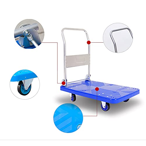 Generic Hand Trucks Plastic Platform Truck with Wheels and Foldable Metal Handle for Transport Household Items PC Baggage Moving Hand Trucks Push Cart (Size : Mute3)