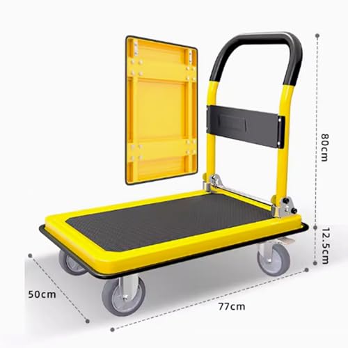 Generic Rolling Flatbed Cart Dolly Folding Platform Trolley Heavy Duty Hand Sack Truck Transport Truck for Loading and Storage, Black