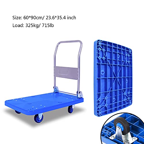 Generic Hand Trucks Plastic Platform Truck with Wheels and Foldable Metal Handle for Transport Household Items PC Baggage Moving Hand Trucks Push Cart (Size : Mute3)