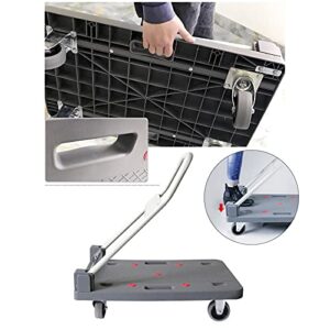 Generic Foldable Push Hand Cart Portable Platform Truck Plastic Panel Push Cart with Metal Foldable Handle Flatbed Hand Trolley for Warehouse Factory Moving D, Large