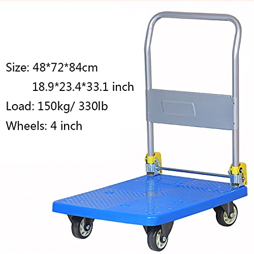 Generic Platform Hand Truck Platform Truck Plastic Chassis with High Loading Capacity Foldable Handle for Easy Carry and Storage Hand Trolley Push Dolly for Loading (Size : Medium) (M)