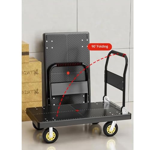 Generic Multi-Functional Hand Truck Heavy Duty Platform Cart Folding Hand Truck 350kg Load Capacity for Easy Transportation, Black