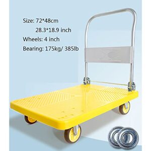 Generic Hand Truck Folding Platform Truck Plastic Panel Push Dolly with Metal Handle 360 Degree Swivel Wheels for Indoor Floor Silent Moving Utility Cart (Size : 385lb)