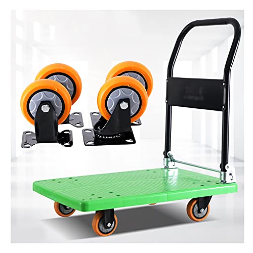 Flatbed Hand Cart Platform Truck Folding Lightweight Push Cart with 4 Wheels and Metal Handle for Silent Moving Library Office Home High Load Capacity Heavy Duty Flatbed Cart (Size : 90 * 60