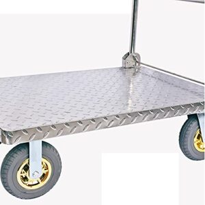 Generic Platform Hand Truck Platform Truck Stainless Steel Deck Large Load Capacity and Foldable Handle with Sponge Ideal for Heavy Duty Moving Transport Foldable