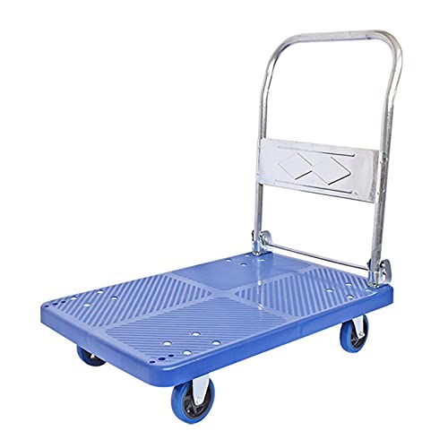 Generic Flatbed Hand Cart Folding Platform Truck Foldable Handle and Plastic Deck with Steel Reinforcement for Indoor and Outdoor Moving 660lb Load Capacity Heavy Duty Flatbed Cart (Size : Perforate