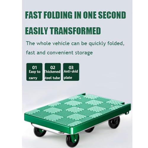 Generic Folding Foldable Moving Warehouse Push Hand Truck Heavy Duty Platform Cart Dolly Transport Truck for Heavy Thing Moving, Green