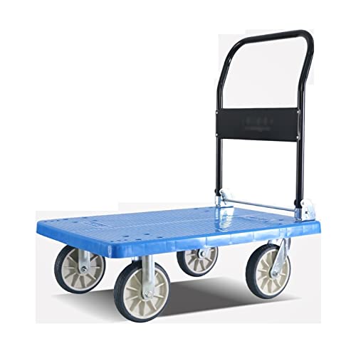 Generic Platform Trucks Folding Platform Tool Cart Plastic Flatbed and Metal Handle for Moving Transportation Large Load Capacity 4 Wheels Hand Truck Platform Cart