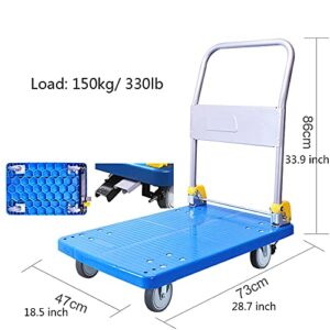 Generic Push Cart Dolly Plastic Deck Platform Truck Folding Moving Push Cart with Metal Handle and Silent Wheels for Office Bookstore High Capacity Trolley Pl