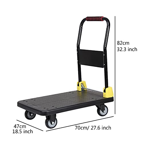 Generic Flatbed Hand Cart Foldable Push Hand Cart for Loading and Storage Platform Truck Trolley with 360 Degree Swivel Wheels Large Loading Capacity Heavy Duty Flatbed Cart (Color : Q 10)