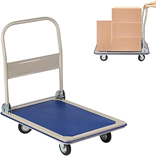 Generic Hand Truck Folding Platform Cart Heavy Duty Hand Truck Moving Push Flatbed Trolley for Warehouse Home Office Factory 660 lbs Weight Capacity Utility Cart