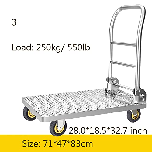 Generic Platform Hand Truck Folding Platform Truck Steel Chassis and Handle Moving Push Hand Truck for Warehouse Basements Rolling Flatbed Cart Easy Transport Push Dolly for Loading (Size : 60 red)