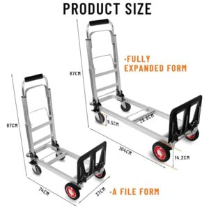 Heavy Duty Cargo Trolley 4 Wheels Express Trolley Grocery Shopping Cart Multi-Function Push Truck for Easy Transportation,Can Hold 440 Lbs