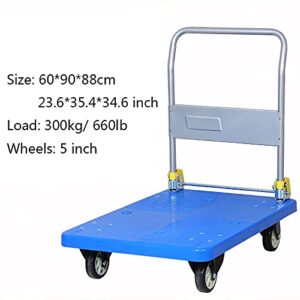 Generic Hand Truck Platform Truck Plastic Chassis with High Loading Capacity Foldable Handle for Easy Carry and Storage Hand Trolley Utility Cart (Size : S), Small