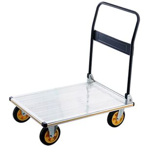 generic cart folding platform truck aluminum alloy hand cart with wheels and foldable handle push trolley for luggage parcel tools moving platform truck cart (size : 74 * 48)