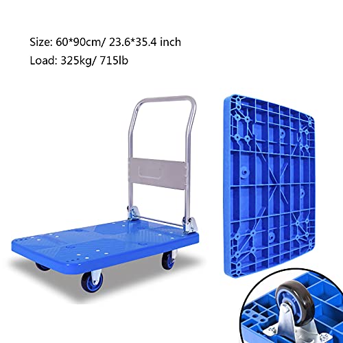 Generic Hand Truck Plastic Platform Truck with Wheels and Foldable Metal Handle for Transport Household Items PC Baggage Moving Hand Trucks Utility Cart (Size : Mute1)