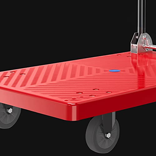 Generic Flatbed cart Folding Foldable Hand Truck Multi-Size Plastic Platform Push Cart Flatbed Trolley with 4 Wheels for Lage Parcel Moving Transport Hand Pla