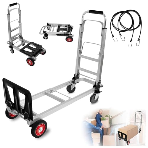 Heavy Duty Cargo Trolley 4 Wheels Express Trolley Grocery Shopping Cart Multi-Function Push Truck for Easy Transportation,Can Hold 440 Lbs