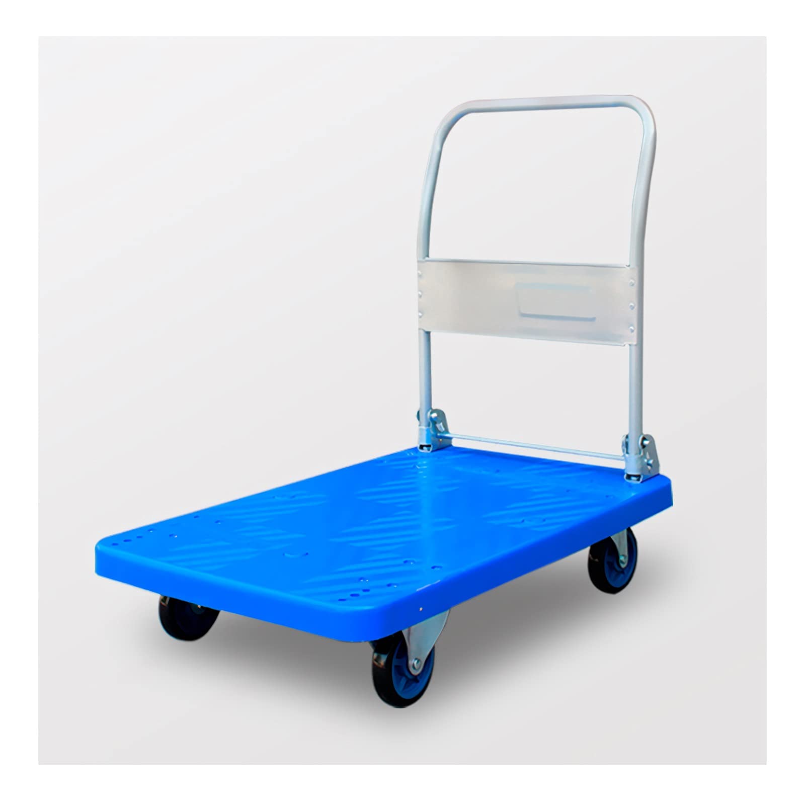 Foldable Push Hand Cart Folding Platform Truck Plastic Deck and Metal Handle Hand Cart with Wheels Foldable Push Trolley for Lage Parcel Tools Moving