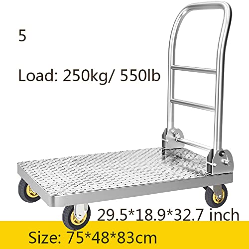 Generic Flatbed Hand Cart Folding Platform Truck Steel Chassis and Handle Moving Push Hand Truck for Warehouse Basements Rolling Flatbed Cart Easy Transport Heavy Duty Flatbed Cart (Size : 75 Mute f