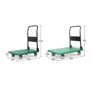 Generic Platform Trucks Hand Trucks Luggage Cart, Carts with Wheels Moving, Folding Cart with Wheels, Load Capacity 550/880 Lbs (Size : 73 * 48 * 84cm)