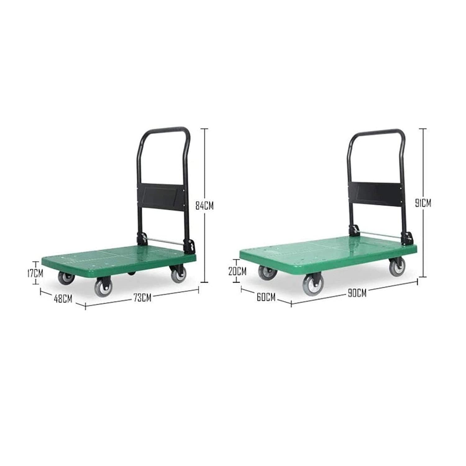 Generic Platform Trucks Hand Trucks Luggage Cart, Carts with Wheels Moving, Folding Cart with Wheels, Load Capacity 550/880 Lbs (Size : 73 * 48 * 84cm)