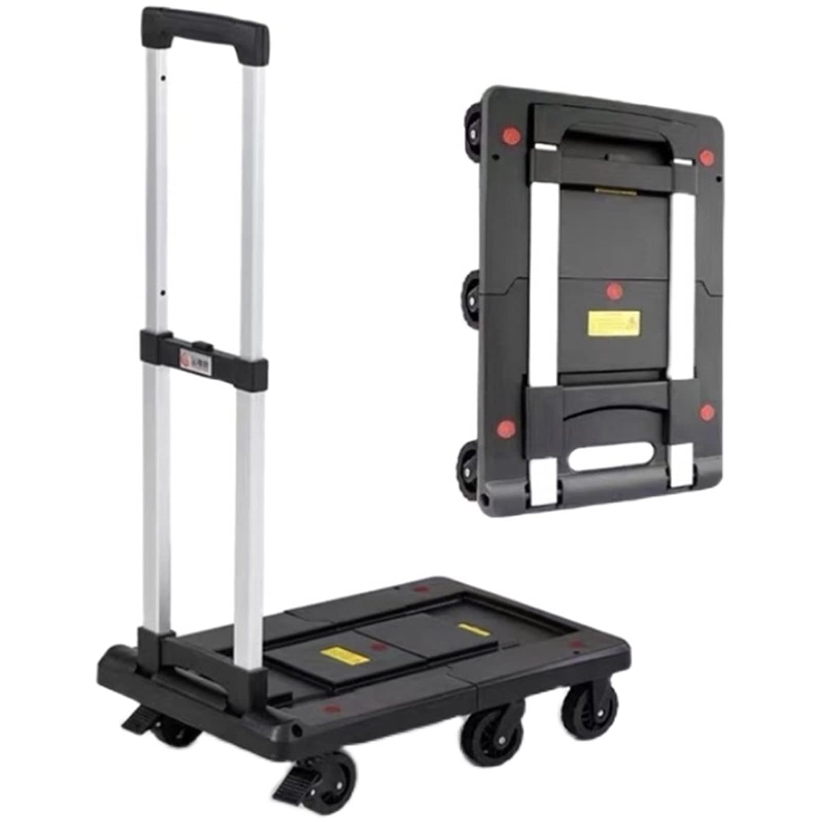 Generic Push Cart Dolly Folding Platform Truck Plastic Push Cart Heavy Duty Portable Trolley with Retractable Chassis for Lage Travel Moving Office Platform T