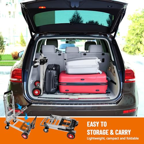 Heavy Duty Cargo Trolley 4 Wheels Express Trolley Grocery Shopping Cart Multi-Function Push Truck for Easy Transportation,Can Hold 440 Lbs