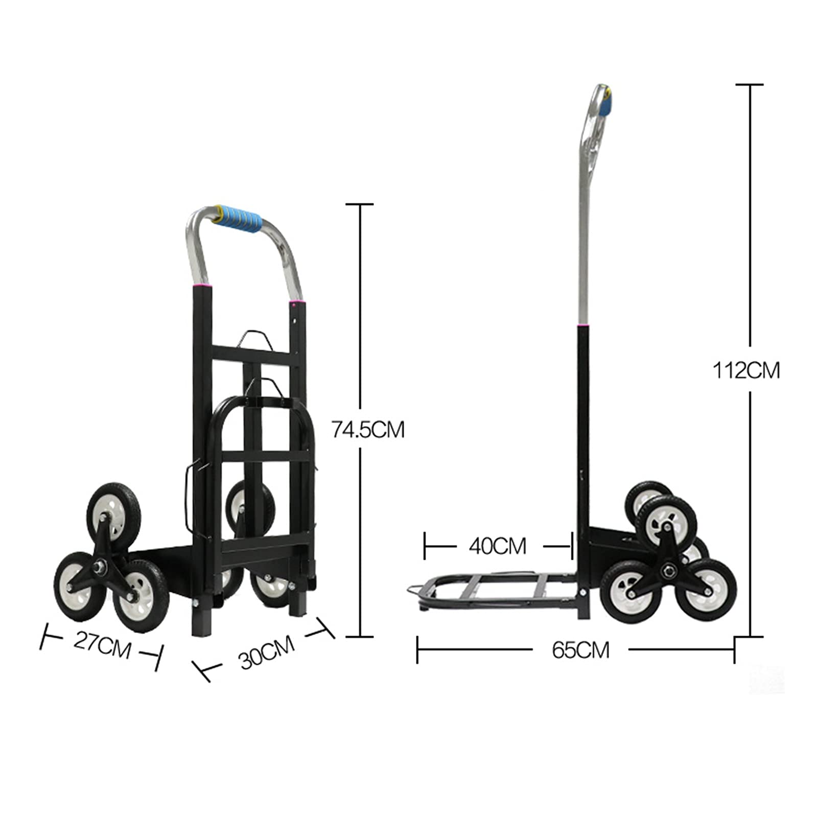 Hand Trucks Stair-Climbing Wheel Trolley, Portable Folding Hand Trucks, Multifunctional Trolley with A Load of 100kg, for Family Moving Shopping Luggage Transport Cart