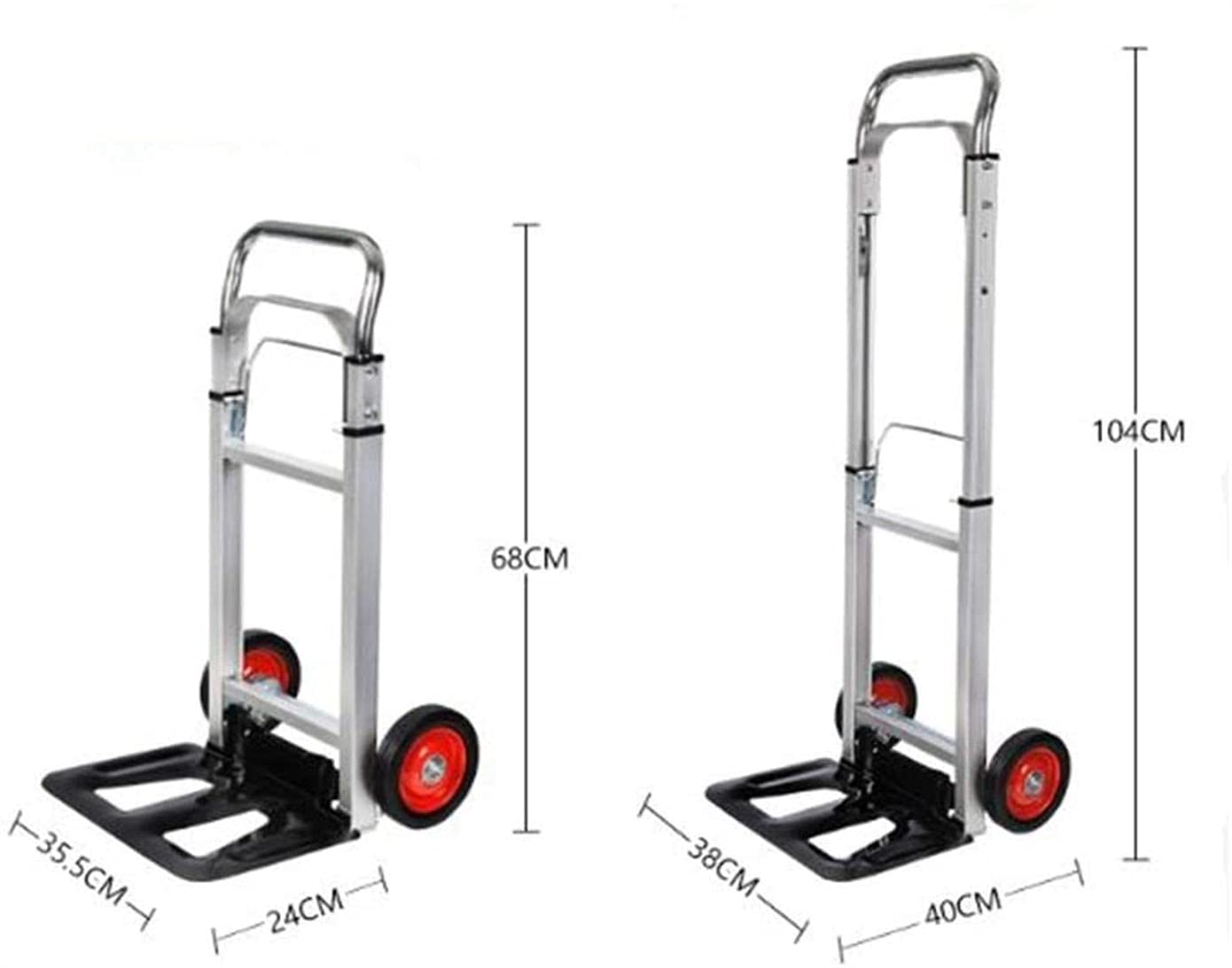 Generic Push Cart Hand Trucks Utility Carts Platform Trucks, Folding Cart with Wheels, Material Transport Equipment, Maximum Load 100Kg/220Lb