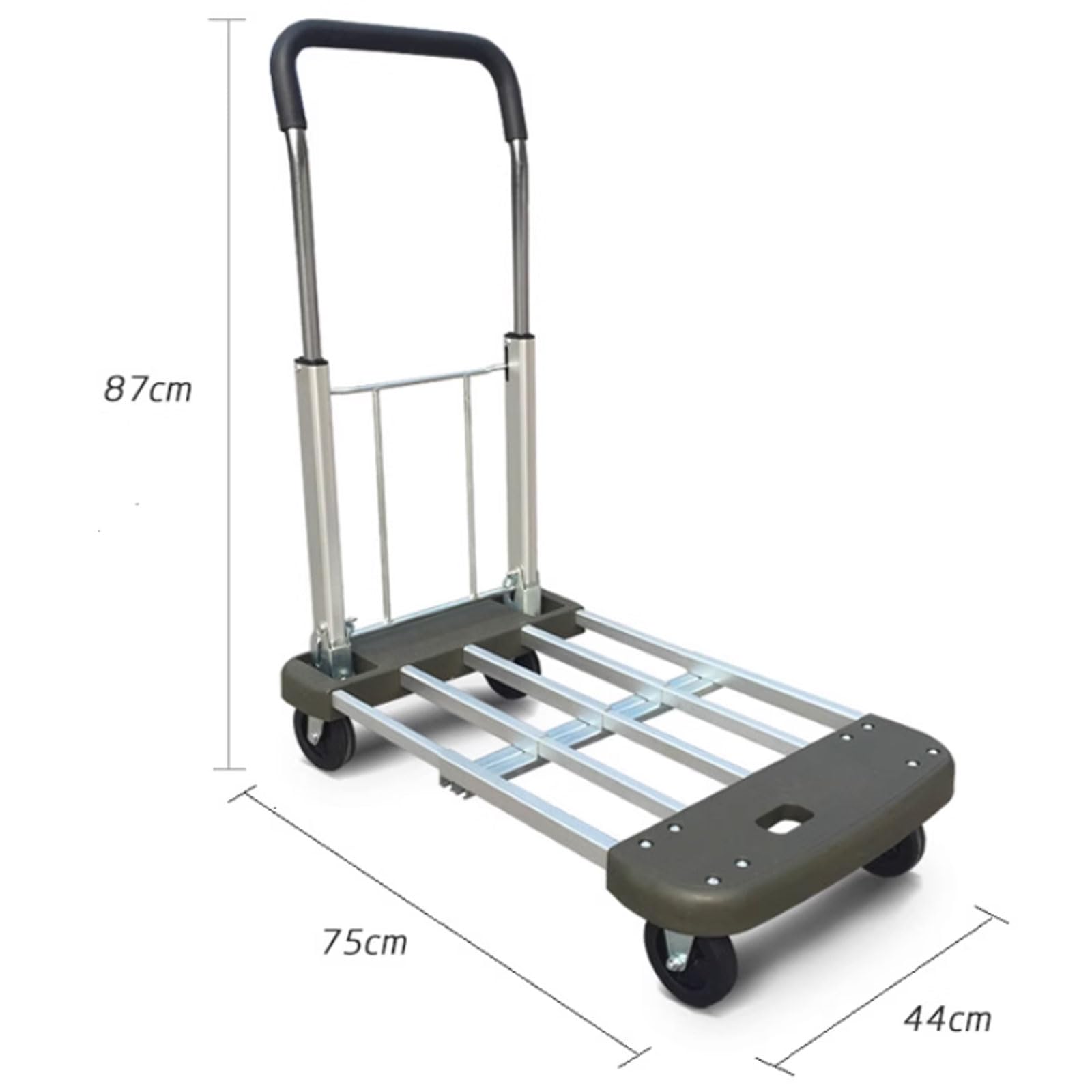 Generic Aluminum Folding Hand Truck Utility Dolly with 4 Wheels Heavy Duty Extendable Flatbed Trolley for Easy Transportation (A)